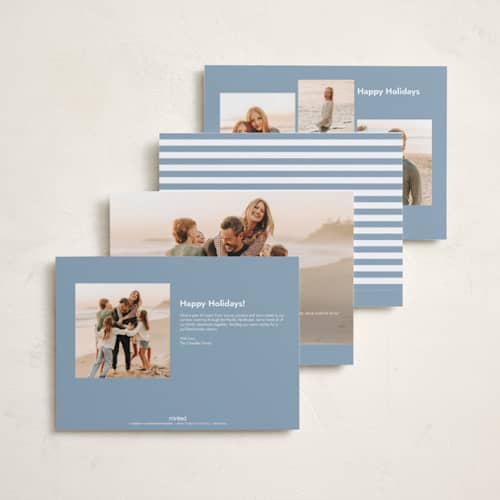 This is a lake holiday photo cards with standard by Annie Shapiro called primrose printing on recycled smooth signature in grand