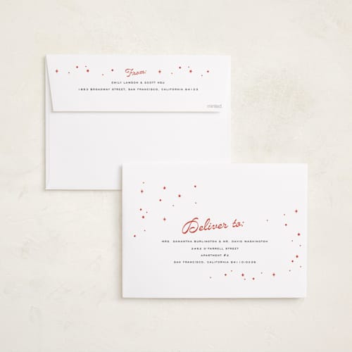 This is a cherry holiday photo cards with standard by Pixel and Hank called joy in color printing on signature in grand