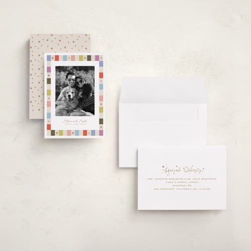 This is a gumdrop holiday photo cards with standard by Tamara Hilje called starry tokens printing on signature in grand