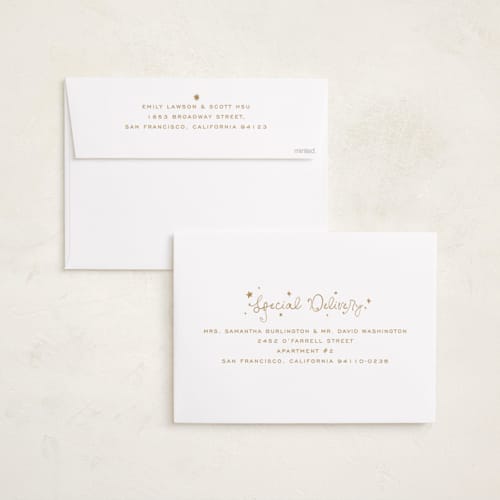 This is a gumdrop holiday photo cards with standard by Tamara Hilje called starry tokens printing on signature in grand