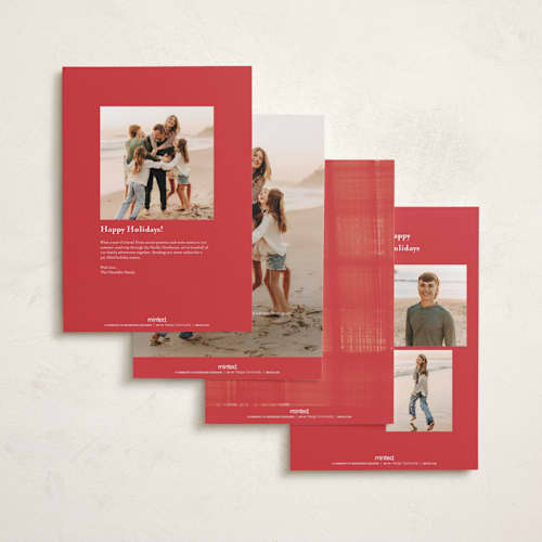 This is a bright red holiday photo cards with standard by Penny Eversole called not my idea pet card printing on recycled smooth signature in grand
