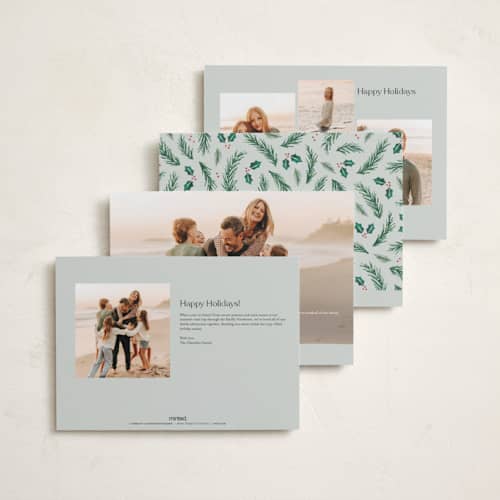 This is a sage holiday photo cards with standard by Hooray Creative called a married christmas printing on recycled smooth signature in grand