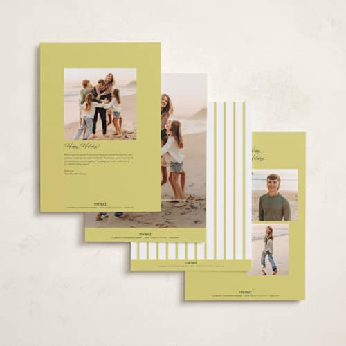 This is a lemon meringue holiday photo cards with standard by Everett Paper Goods called bold quad printing on recycled smooth signature in grand