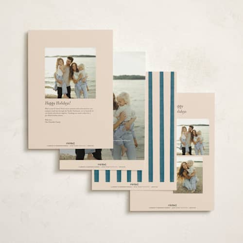 This is a wintermint holiday photo cards with standard by Creo Study called vintage joy printing on signature in grand