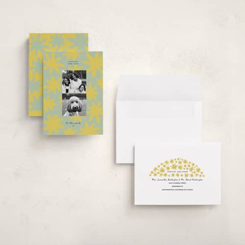 This is a lemon holiday photo cards with standard by Carrie Moradi called starryworks printing on signature in grand