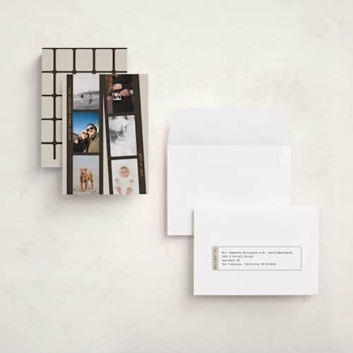This is a vintage holiday photo cards with standard by Michelle Buckner called highlight reel printing on signature in grand