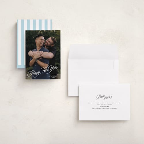 This is a snow holiday photo cards with standard by JoAnn Jinks called editorial signature printing on signature in grand