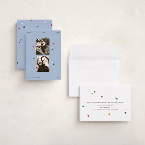 This is a draft holiday photo cards with standard by Kercia Jane called confetti tossed printing on signature in grand