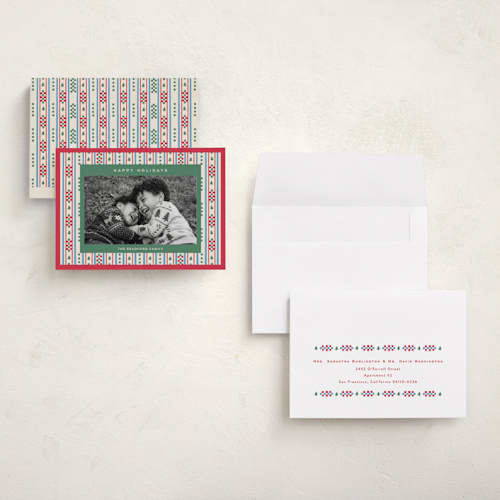 This is a poinsettia holiday photo cards with standard by Amy Kross called lauren printing on signature in grand