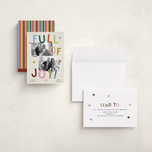 This is a jubilant holiday photo cards with standard by Kercia Jane called full of joy (& cheer) printing on recycled smooth signature in grand