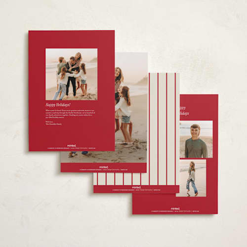 This is a candy cane holiday photo cards with standard by Angela Garrick called santa's coming printing on signature in grand