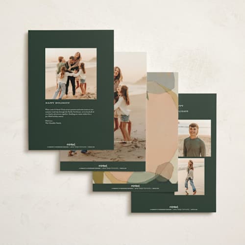 This is a peppermint holiday photo cards with standard by Wendy Keller called cirque printing on signature in grand