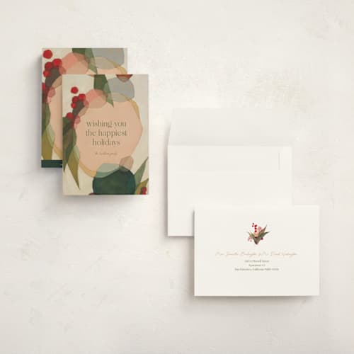 This is a peppermint holiday photo cards with standard by Wendy Keller called cirque printing on signature in grand
