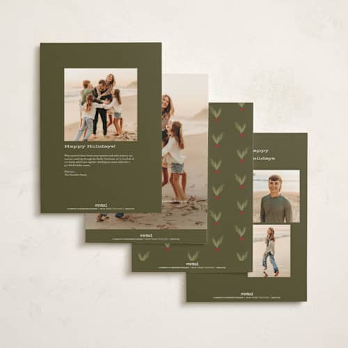 This is a pine holiday photo cards with standard by Robert and Stella called vintage postcard printing on signature in grand