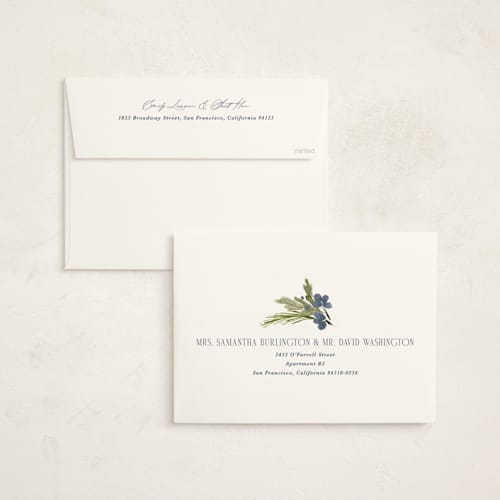 This is a frost holiday photo cards with standard by Kate Ahn called simple sprig printing on signature in grand