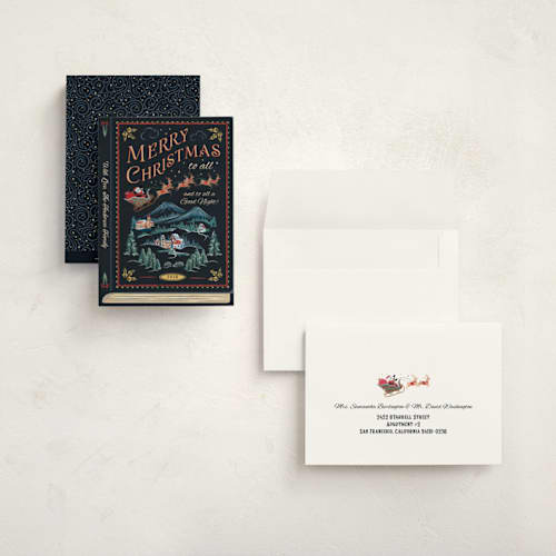 This is a coal holiday photo cards with standard by Paper Sun Studio called the night before christmas printing on signature in grand