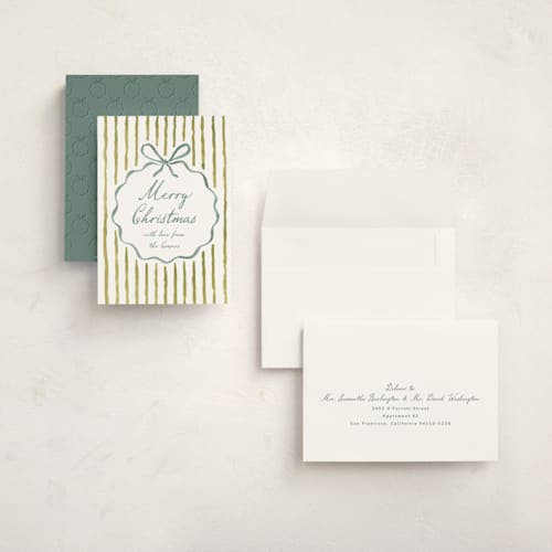 This is a cedar holiday photo cards with standard by Leia Matt called homestead charm printing on signature in grand