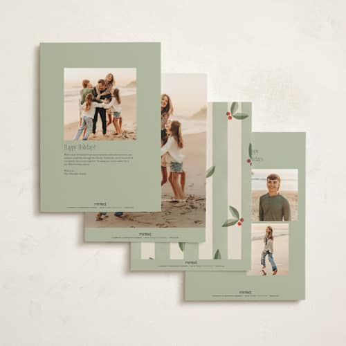 This is a stocking holiday photo cards with standard by Robert and Stella called striped type printing on signature in grand