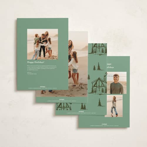 This is a pine holiday photo cards with standard by Jen Ramsey called christmas cabin printing on signature in grand