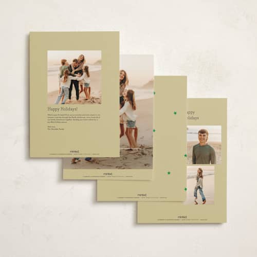 This is a jade holiday photo cards with standard by Jen Ramsey called holiday note printing on signature in grand