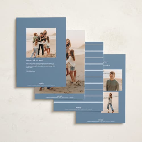 This is a sky blue holiday photo cards with standard by Nicole Walsh called modern minimalist printing on signature in grand