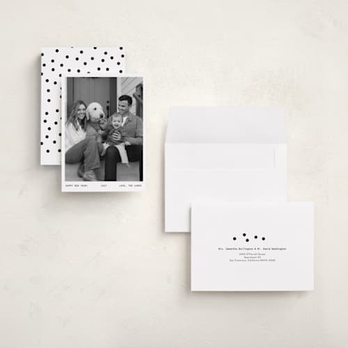 This is a snow holiday photo cards with standard by Lindsay Megahed called momento printing on signature in grand