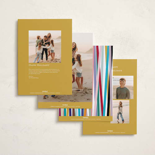 This is a rainbow holiday photo cards with standard by lulu and isabelle called pop art new year printing on signature in grand