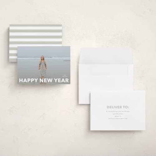 This is a cloud holiday photo cards with standard by Angela Thompson called new year edge printing on signature in grand