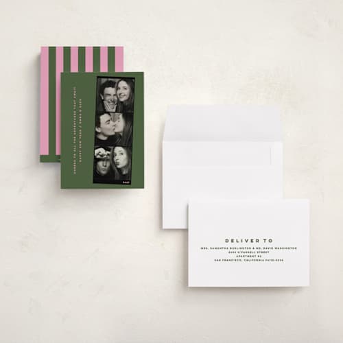 This is a olive holiday photo cards with standard by Kristie Kern called snaps printing on signature in grand