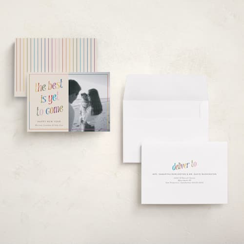 This is a cream holiday photo cards with standard by lulu and isabelle called the best printing on signature in grand