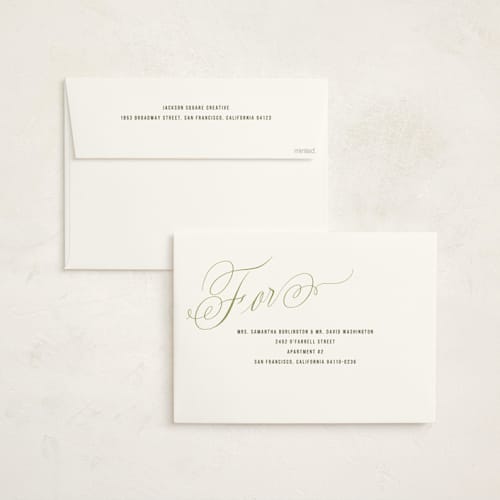 This is a olive holiday photo cards with standard by Susan Zinader called stylish script printing on signature in grand