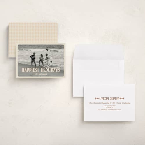 This is a buttercream holiday photo cards with standard by chocomocacino called modjeska printing on signature in grand