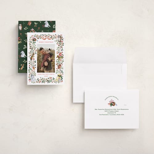 This is a christopher robin holiday photo cards with standard by Sarah Knight called hundred aker wreath printing on recycled smooth signature in grand