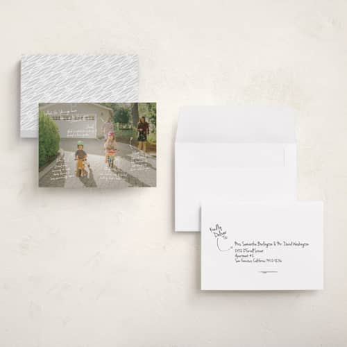 This is a snow holiday photo cards with standard by Kennedi Shaw called update printing on recycled smooth signature in grand