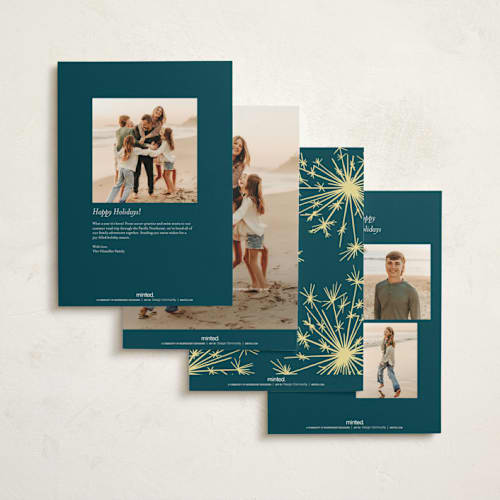 This is a peacock holiday photo cards with standard by Paula Pecevich called sparklers printing on signature in grand