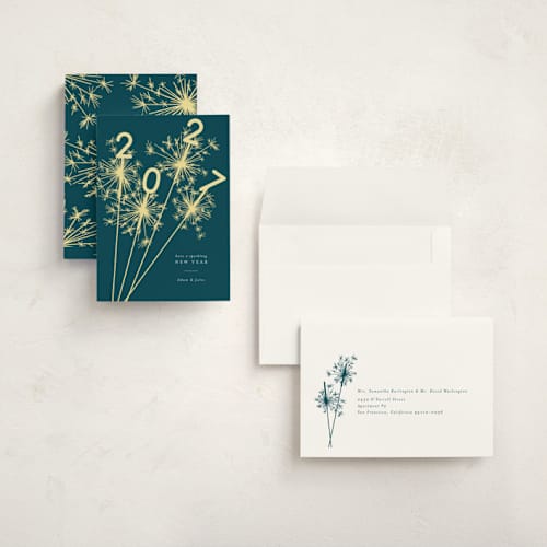 This is a peacock holiday photo cards with standard by Paula Pecevich called sparklers printing on signature in grand