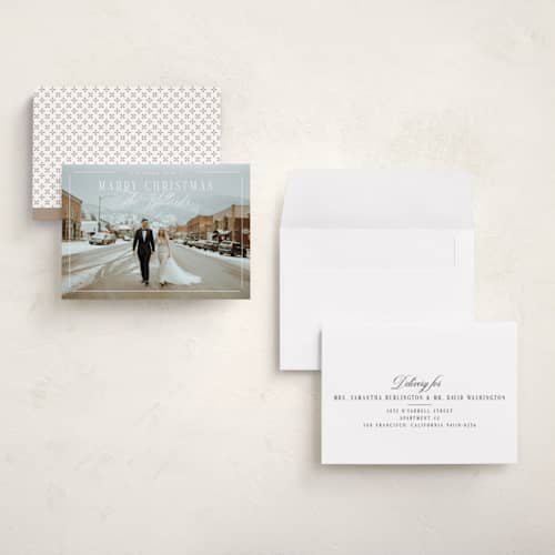 This is a snowmelt holiday photo cards with standard by Keen Peachy called marry christmas printing on recycled smooth signature in grand