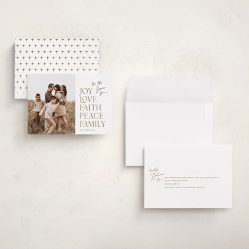 This is a gingerbread holiday photo cards with standard by Carolyn MacLaren called 'tis the season printing on recycled smooth signature in grand