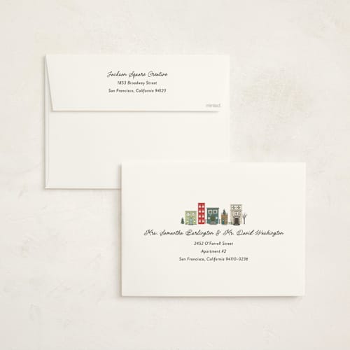 This is a north pole holiday photo cards with standard by Heather Schertzer called village printing on signature in grand