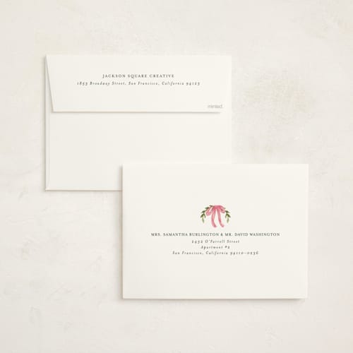 This is a peony holiday photo cards with standard by Chris Griffith called holiday bow tree printing on signature in grand