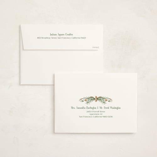 This is a frost holiday photo cards with standard by Paper Sun Studio called pine border printing on signature in grand