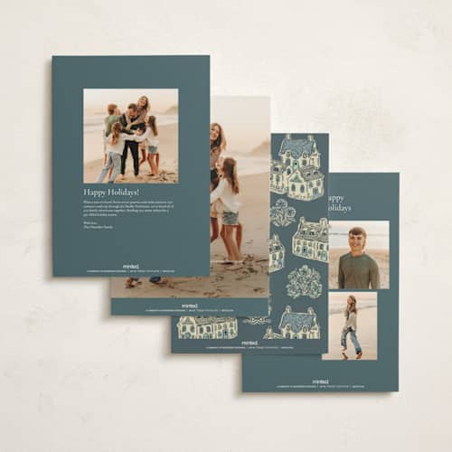 This is a frost holiday photo cards with standard by Jackie Crawford called cozy cottage toile printing on signature in grand