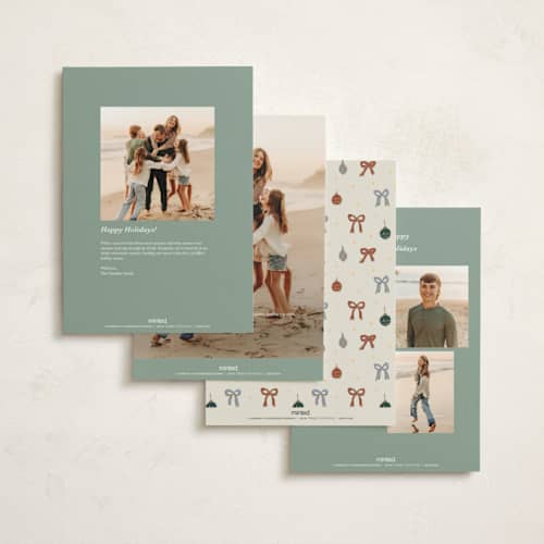 This is a winter mint holiday photo cards with standard by Cass Loh called candlelit christmas printing on signature in grand