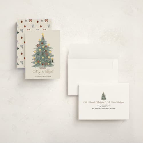 This is a winter mint holiday photo cards with standard by Cass Loh called candlelit christmas printing on signature in grand