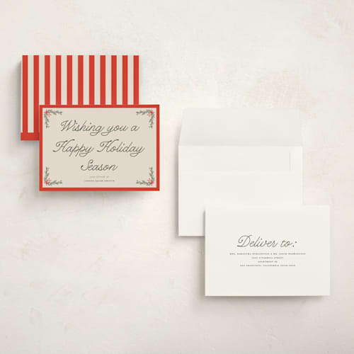 This is a cherry glaze holiday photo cards with standard by Morgan Kendall called garland printing on signature in grand