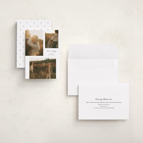 This is a snowflake holiday photo cards with standard by Simona Camp called peaceful printing on recycled smooth signature in grand