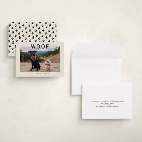 This is a cream holiday photo cards with standard by Ani Somi called big bold type printing on recycled smooth signature in grand