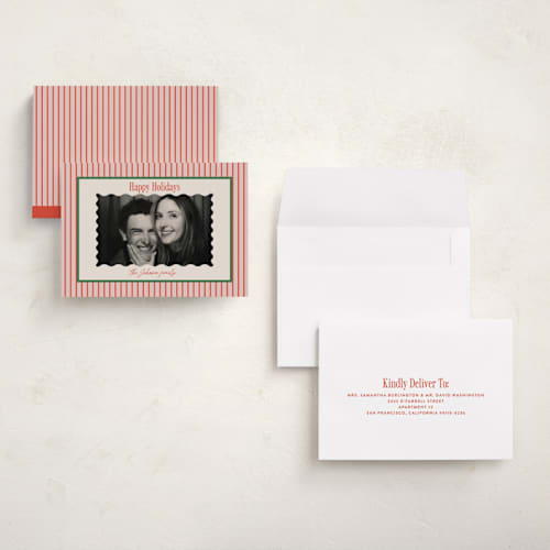 This is a cherry holiday photo cards with standard by Carolyn Nicks called belly laugh printing on signature in grand