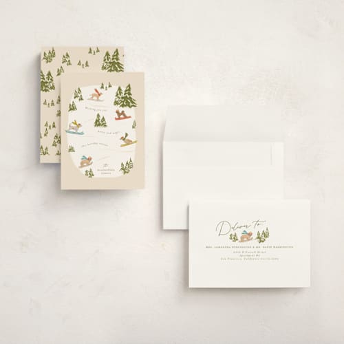 This is a almond holiday photo cards with standard by Vera Lim called snow dogs printing on signature in grand