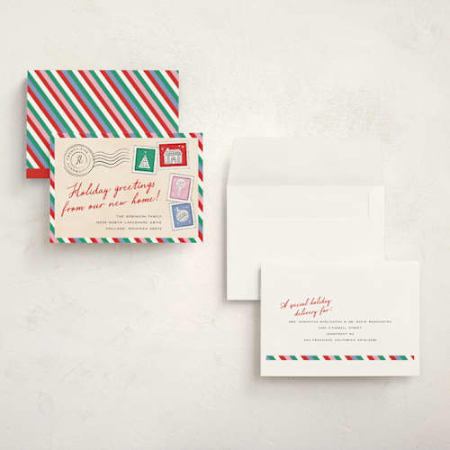 This is a ornament holiday photo cards with standard by Pixel and Hank called new holiday home printing on signature in grand